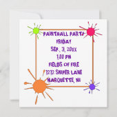 PAINTBALL-TREFFEN-PARTY EINLADUNG LADEN EIN (Rückseite)