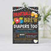 Paintball und Bier Baby Dusche Einladung (Stehend Vorderseite)