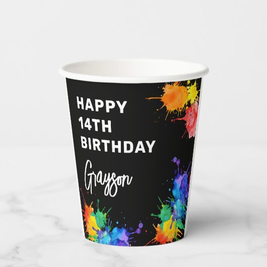 Paintballing Foto Geburtstagsparty Pappbecher (Rückseite)