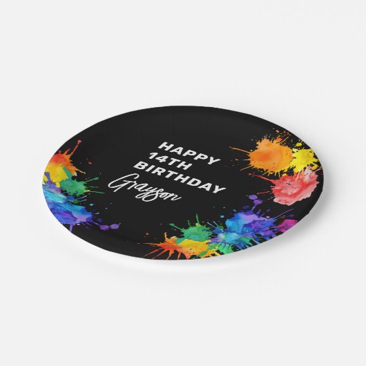 Paintballing Foto Geburtstagsparty Pappteller (Schrägansicht)