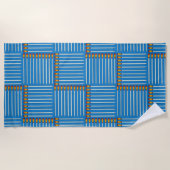 Paintbrush Crosshatch Blue Beach Handtuch (Vorderseite)
