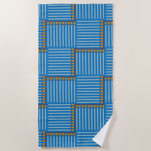 Paintbrush Crosshatch Blue Beach Handtuch (Vorderseite)