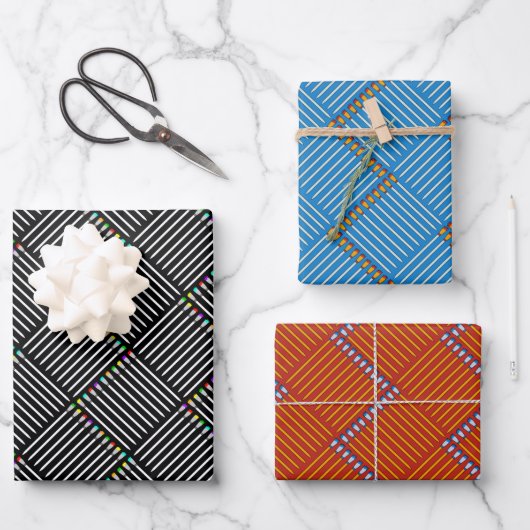 Paintbrush Crosshatch Geschenkpapier Set (Vorderseite)