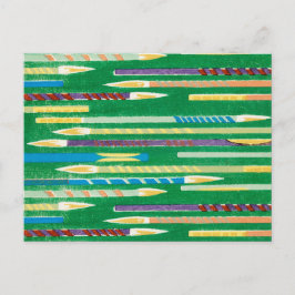 Paintbrush Japanisch Woodcut Textil Postkarte