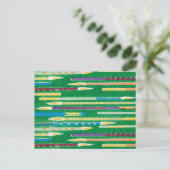 Paintbrush Japanisch Woodcut Textil Postkarte (Stehend Vorderseite)