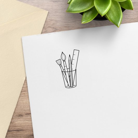 Paintbrush Pencil Ruler Kunstgewerbe Artikel 2 Gummistempel