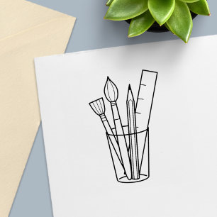 Paintbrush Pencil Ruler Kunstgewerbe Permastempel