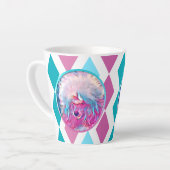 Painte Poodle in Pink Aqua und Aquamarin Milchtasse (Linke Ecke)