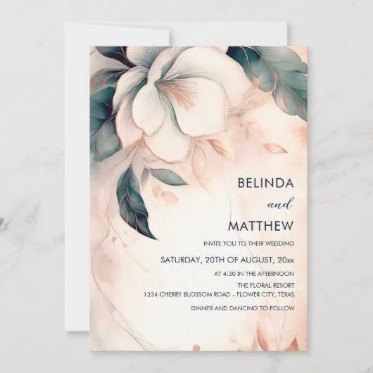 Painted 3D Faux Relief Flower Einladung (Vorderseite)