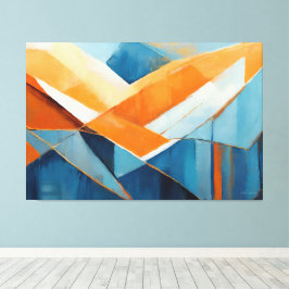 Painted abstract art in Blue orange  Leinwanddruck