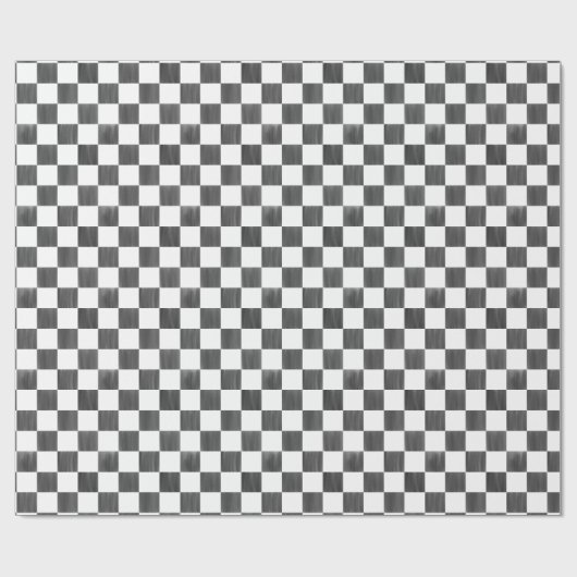 Painted Black and White Check Checkerboard Pattern Geschenkpapier (Flach)