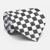 Painted Black and White Check Checkerboard Pattern Krawatte (Gerollt)