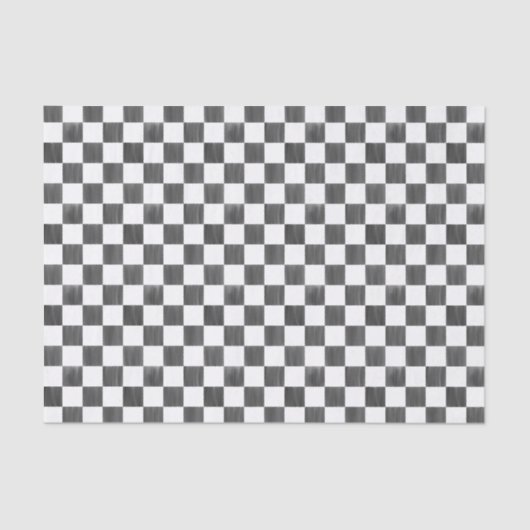 Painted Black and White Check Checkerboard Pattern Seidenpapier (Vorderseite)