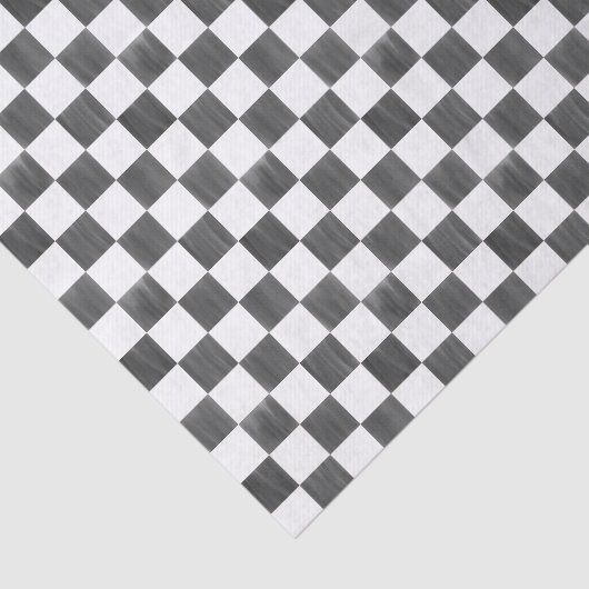 Painted Black and White Check Checkerboard Pattern Seidenpapier (Ausschnitt)