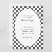 Painted Black and White Check Pattern Wedding Einladung (Vorderseite)