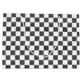 Painted Black Checkerboard Pattern Personalized Große Geschenktüte (Rückseite)