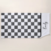 Painted Black Checkerboard Pattern Personalized Strandtuch (Vorderseite)