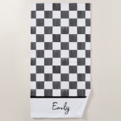 Painted Black Checkerboard Pattern Personalized Strandtuch (Vorderseite)