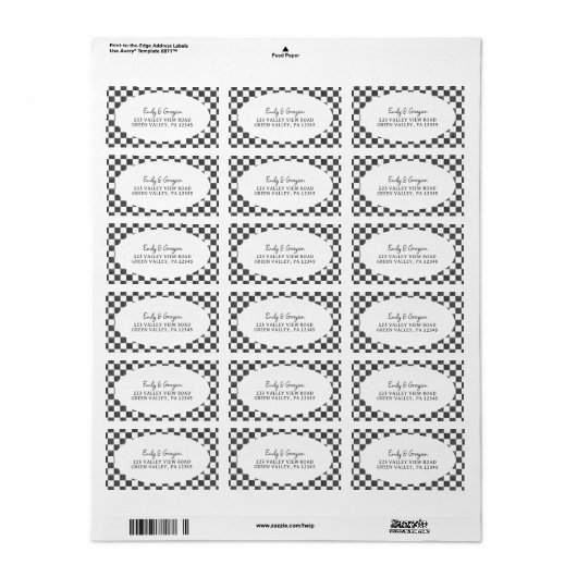 Painted Black Checkerboard Pattern Return Address Adressaufkleber (Vorne)