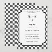 Painted Black Checkerboard Pattern Wedding Einladung (Vorne/Hinten)