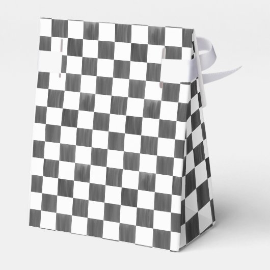 Painted Black Checkerboard Pattern Wedding Geschenkschachtel (Rückseite)