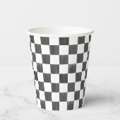 Painted Black Checkerboard Pattern Wedding Pappbecher (Rückseite)