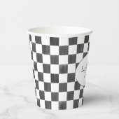 Painted Black Checkerboard Pattern Wedding Pappbecher (Rechts)