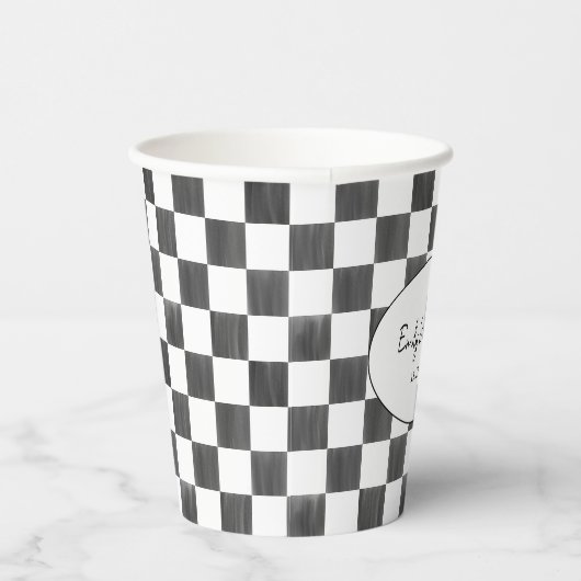 Painted Black Checkerboard Pattern Wedding Pappbecher (Rechts)