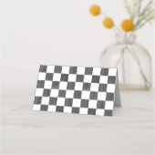 Painted Black Checkerboard Pattern Wedding Platzkarte (Rückseite)