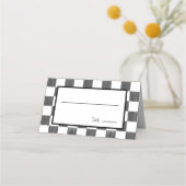 Painted Black Checkerboard Pattern Wedding Platzkarte (Vorderseite)
