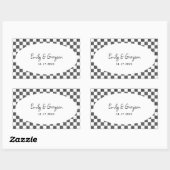 Painted Black Checkerboard Pattern Wedding Rechteckiger Aufkleber (Blatt)