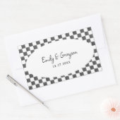 Painted Black Checkerboard Pattern Wedding Rechteckiger Aufkleber (Umschlag)