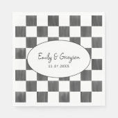 Painted Black Checkerboard Pattern Wedding Serviette (Vorderseite)