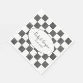 Painted Black Checkerboard Pattern Wedding Serviette (Ecke)