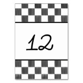 Painted Black Checkerboard Pattern Wedding Tischnummer (Vorderseite)