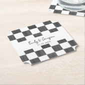Painted Black Checkerboard Pattern Wedding Untersetzer (angewinkelt)