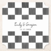 Painted Black Checkerboard Pattern Wedding Untersetzer (Vorderseite)