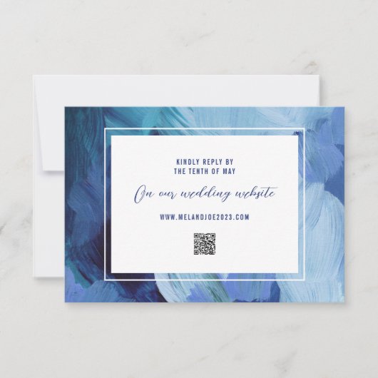 Painted Blue Wedding RSVP Response Card Karte (Vorderseite)