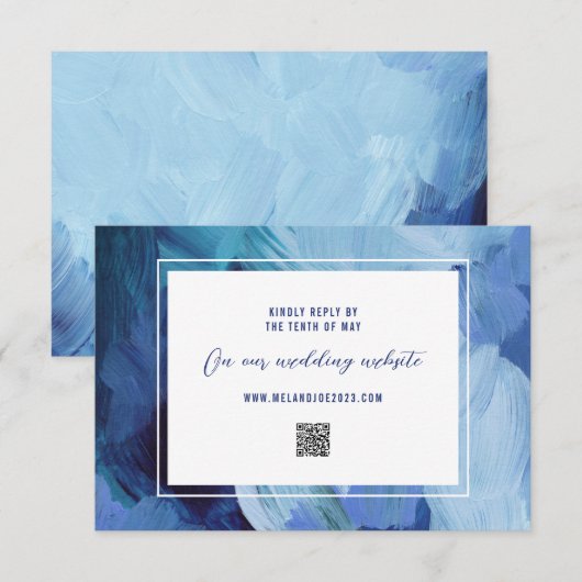 Painted Blue Wedding RSVP Response Card Karte (Vorne/Hinten)