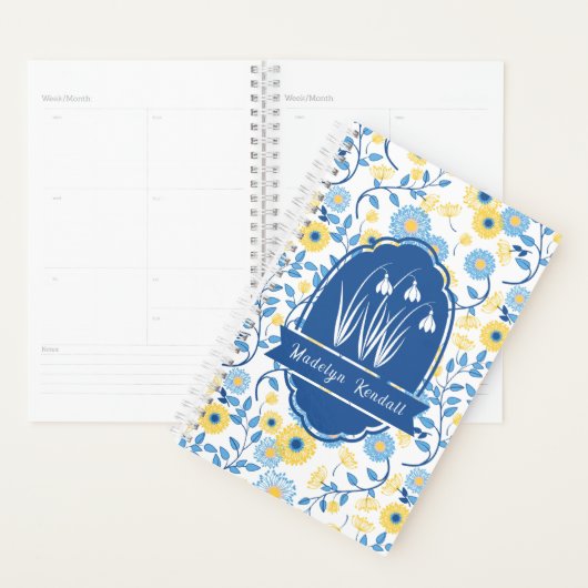 Painted Blue & Yellow Custom Monogram Name Planer (Anzeige)