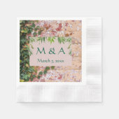 Painted Bricks Green Ivy Wedding Cocktail Napkins Serviette (Vorderseite)