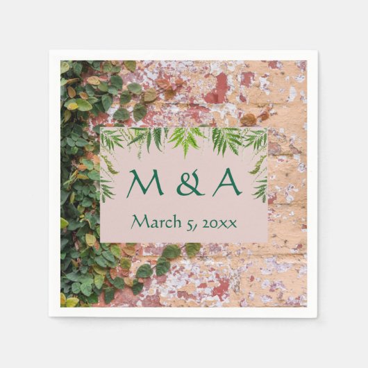 Painted Bricks Green Ivy Wedding Cocktail Napkins Serviette (Vorderseite)