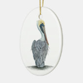 Painted Brown Pelican Keramik Ornament (Links)