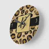 Painted Cheetah Leopard Print Spots Gold Beige Tan Runde Wanduhr (Winkel)