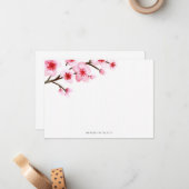 Painted Cherry Blossom Stationery Flachkarten Mitteilungskarte (Vorderseite/Rückseite Beispiel)