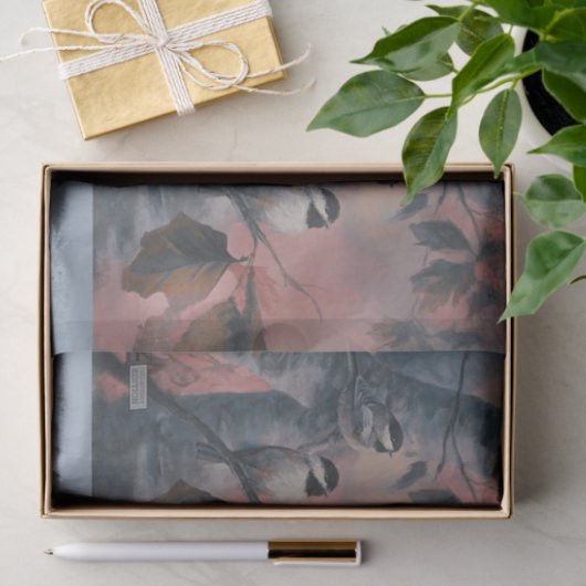 Painted Chickadees DBL Seidenpapier (Geschenk)