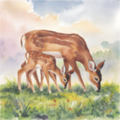 Painted Deer Mom and Baby Aufkleber (Vorderseite)