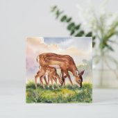 Painted Deer Mom and Baby Einladung (Stehend Vorderseite)