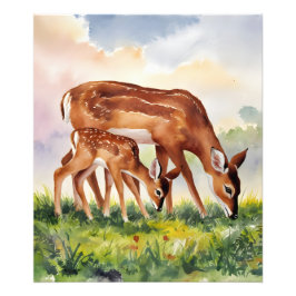 Painted Deer Mom and Baby Fotodruck