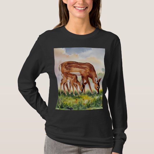 Painted Deer Mom and Baby T-Shirt (Vorderseite)